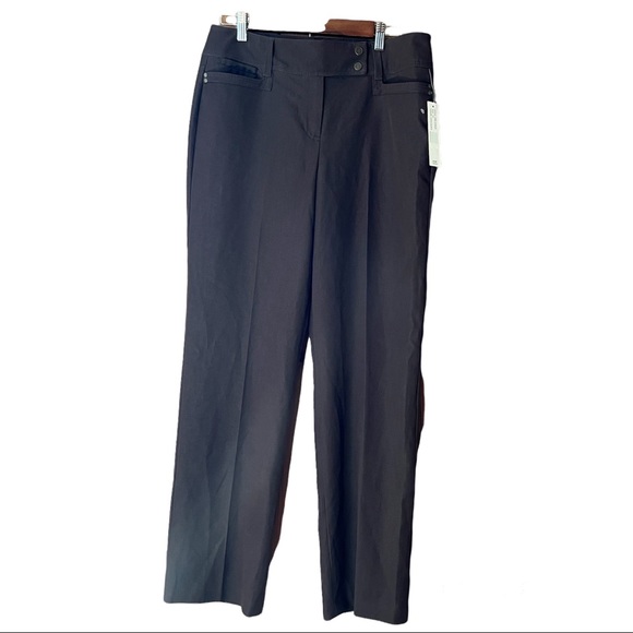 NWT Women’s Larry  Levine Brown Stretch Career Dress Pants, Sz 10 - Picture 1 of 11